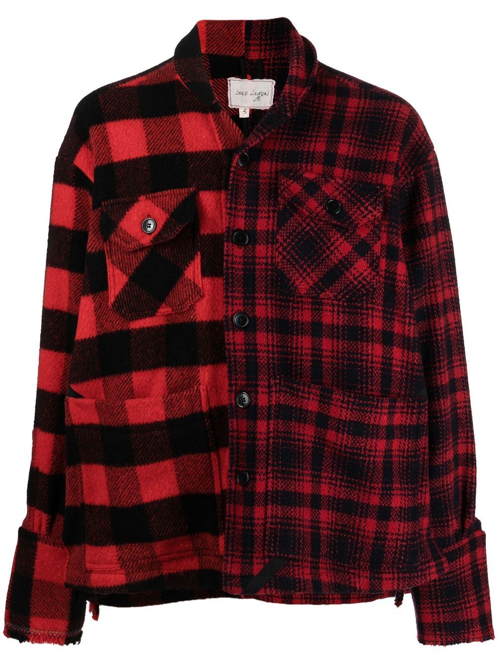 Checked shirt jacket - Black