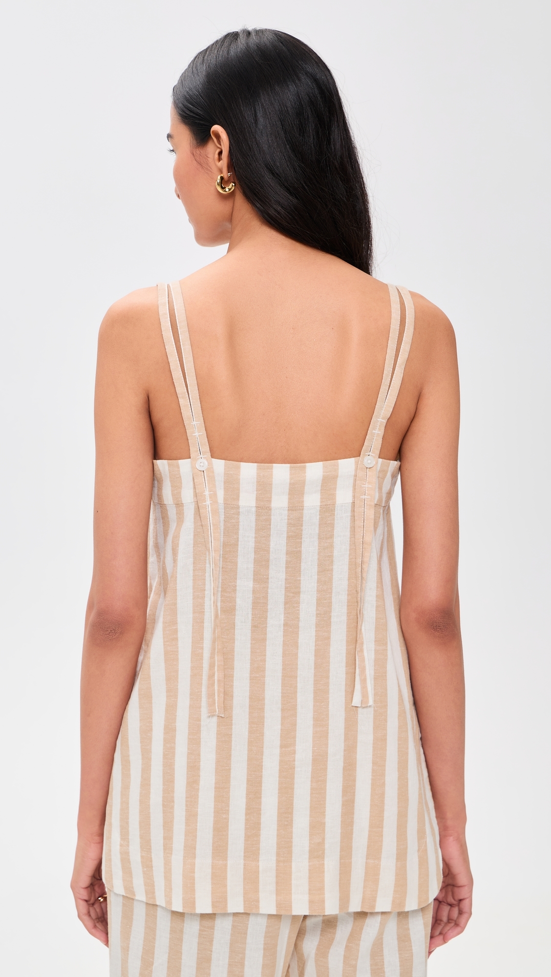 Hemp Tank Cream/Taupe Stripe