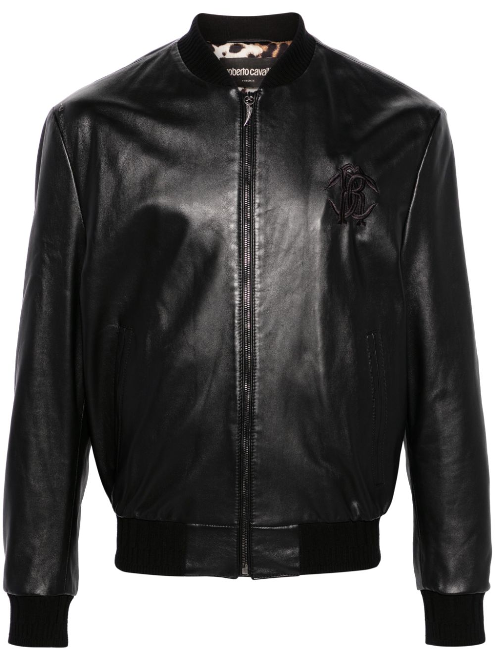 Leather bomber jacket - Black