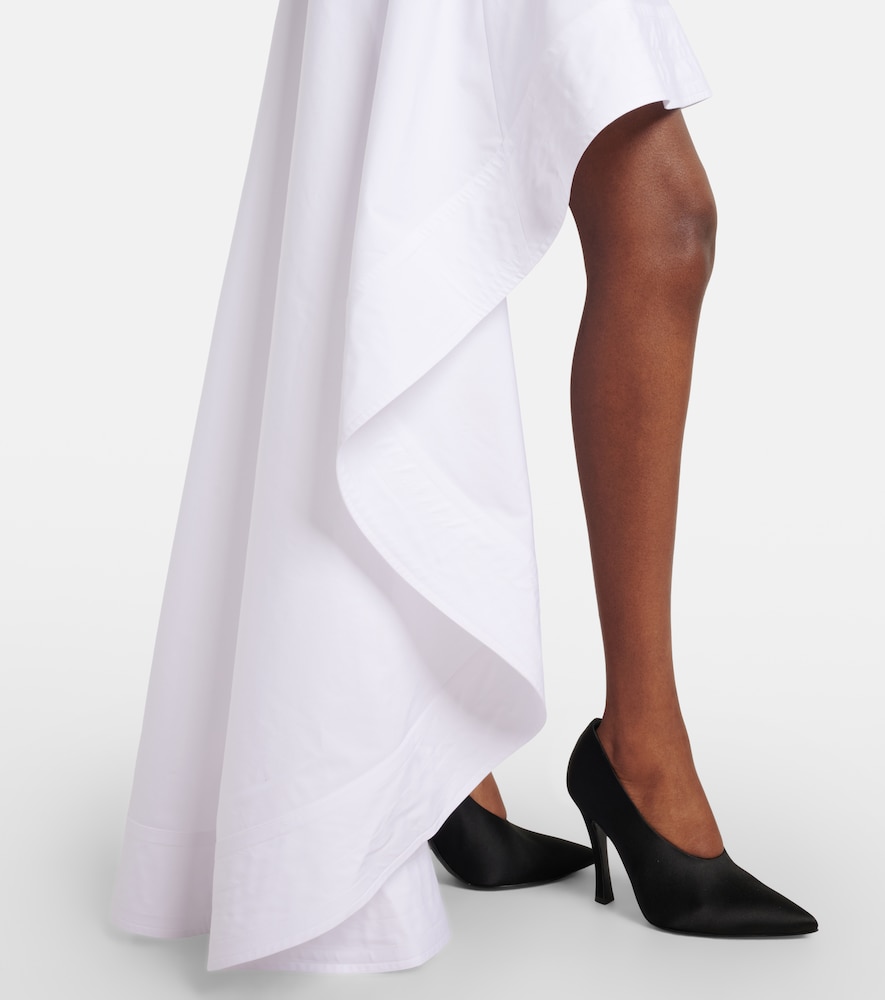 Asymmetric ruffled cotton poplin miniskirt