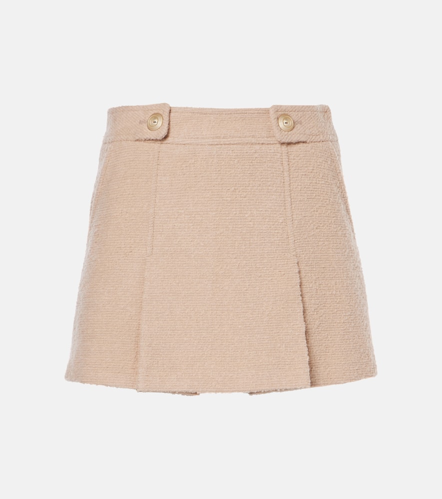 Wool and silk-blend bouclé miniskirt
