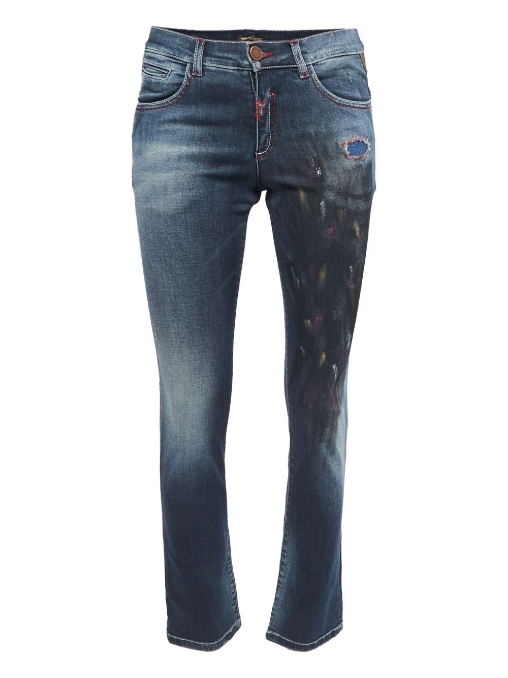Distressed straight-leg jeans - Blue