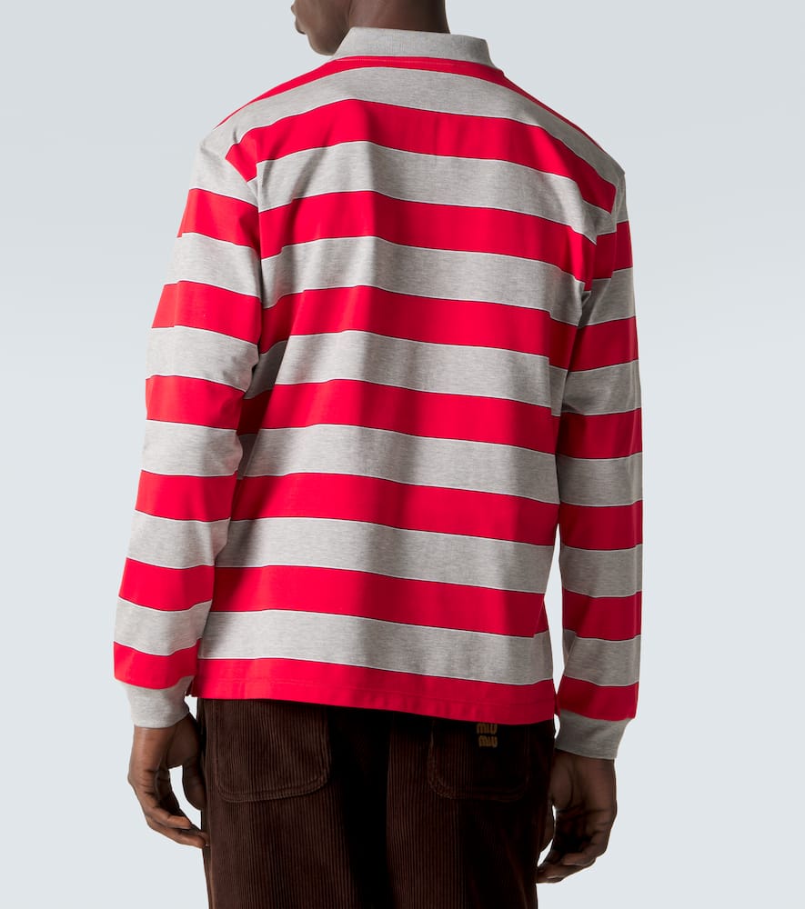 Striped cotton jersey polo shirt