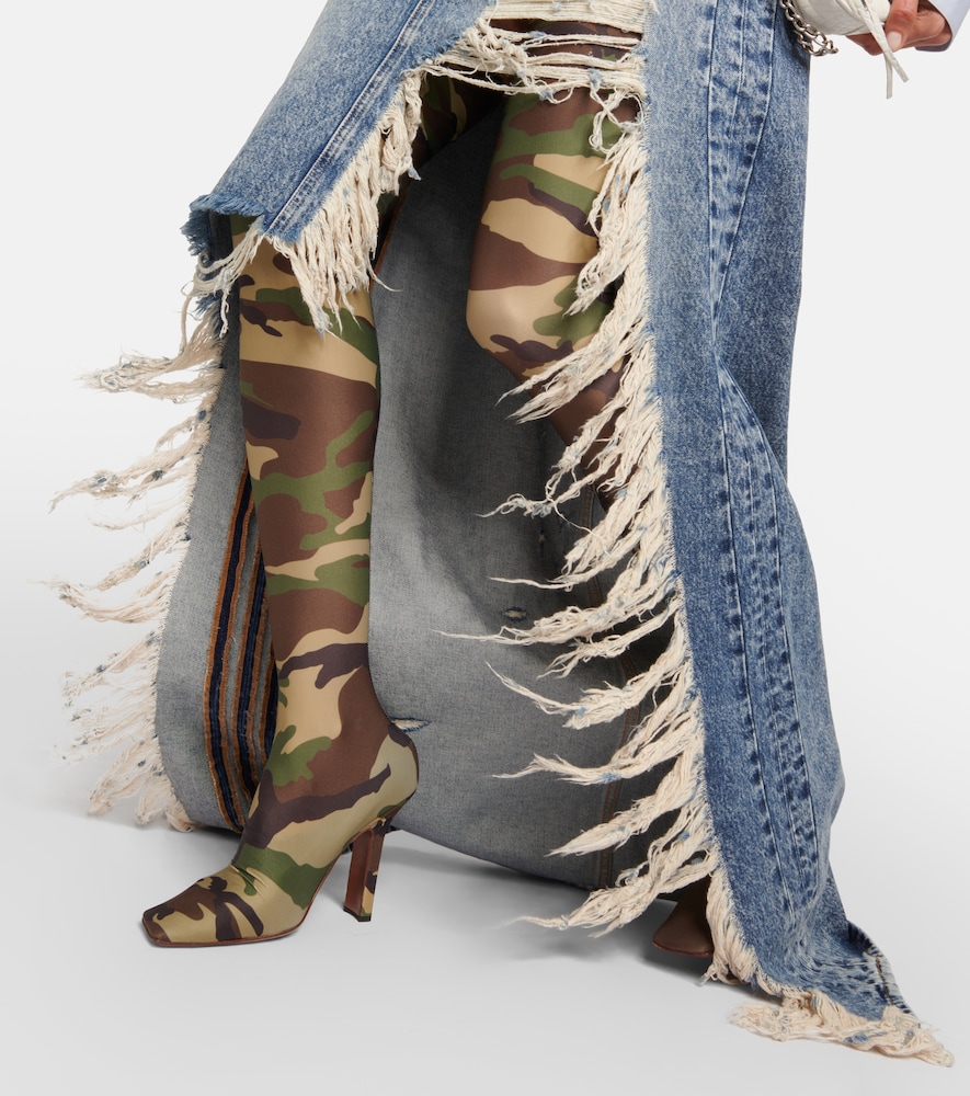 Vetements Distressed denim maxi skirt