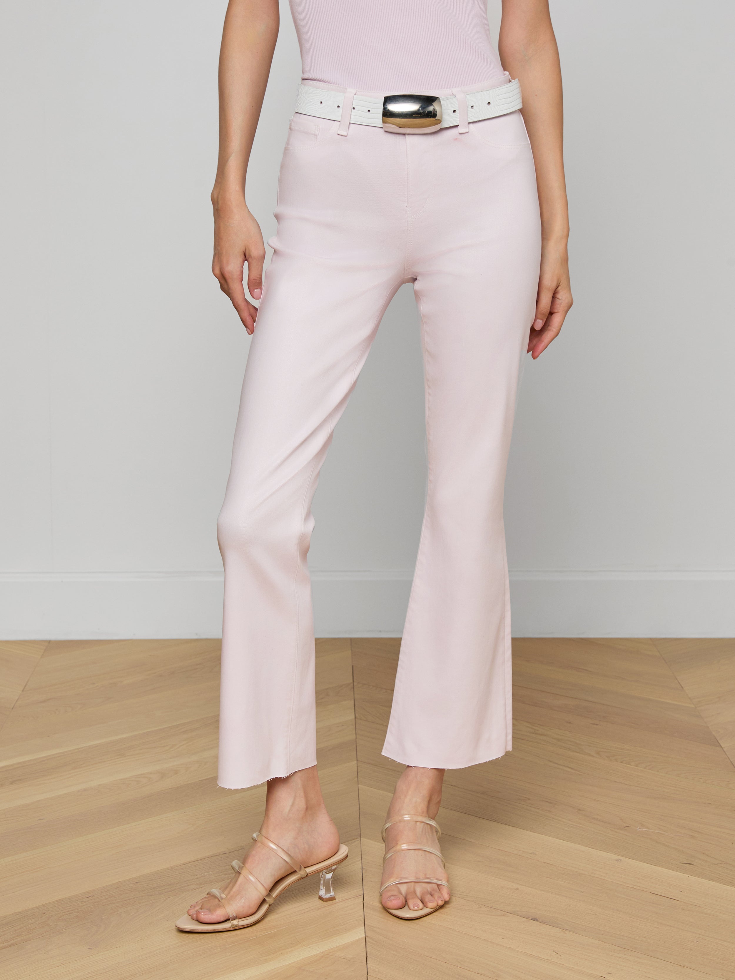 Kendra Coated Cropped Flare Jean In Icy Lilac Coated