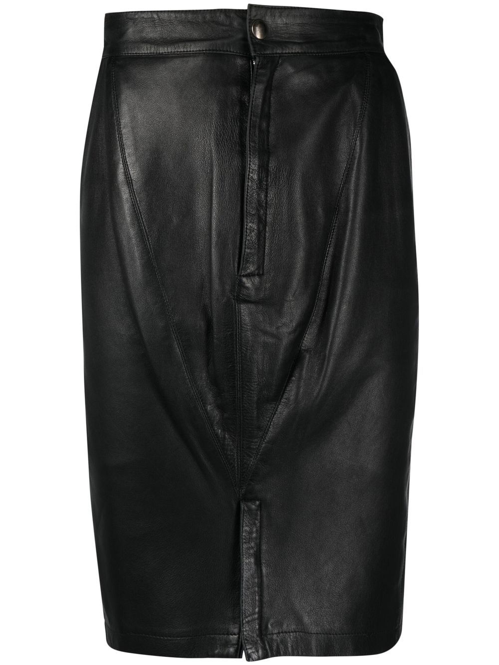 1980s fitted leather skirt - Black