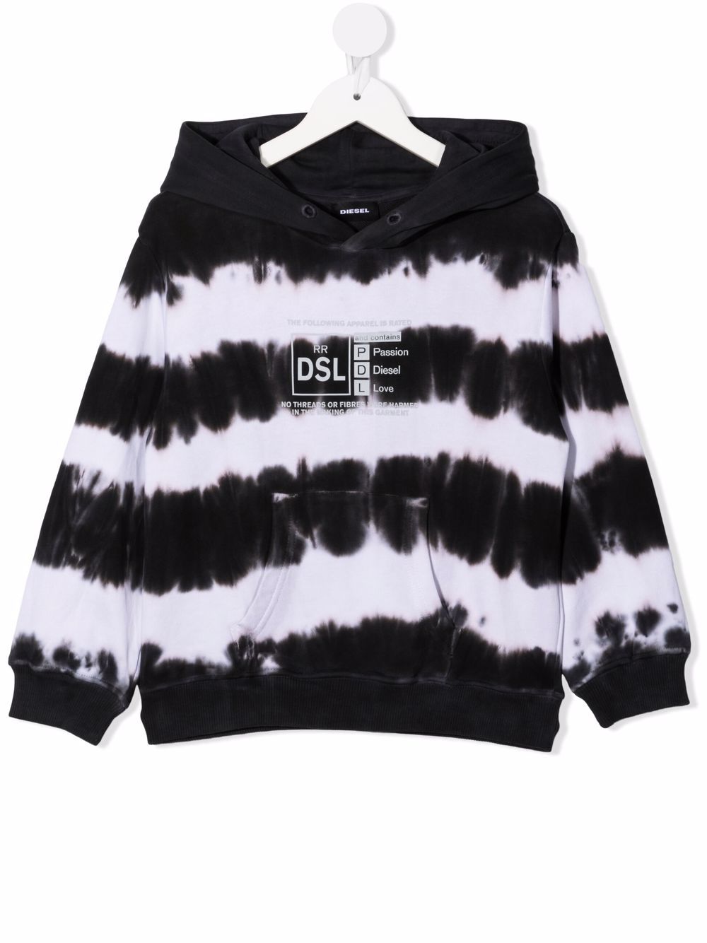 Tie-dye print cotton hoodie - White