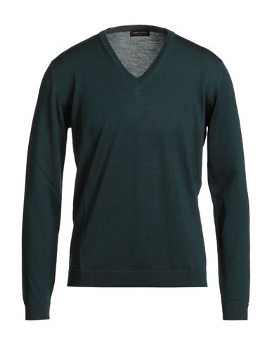 Man Sweater Dark green Size 36 Merino Wool