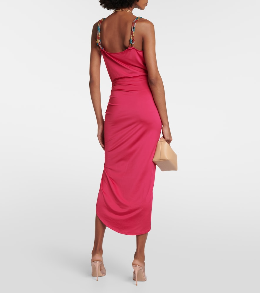 Veronica Beard Biava beaded ruched midi dress