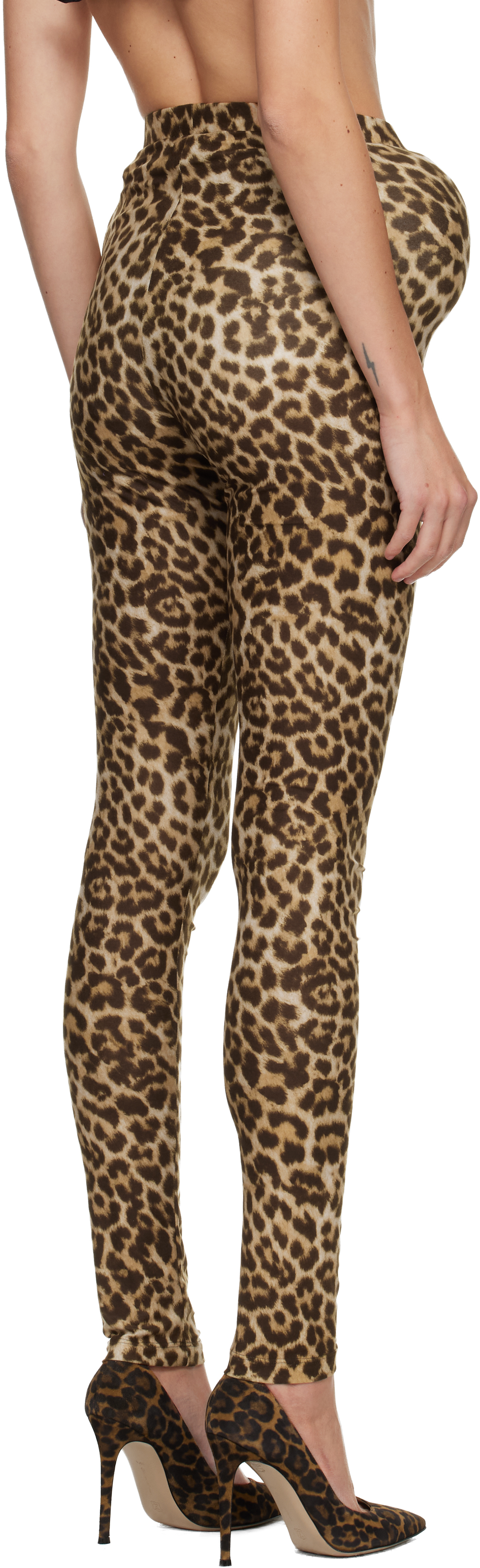 Beige Padded Jersey Leggings