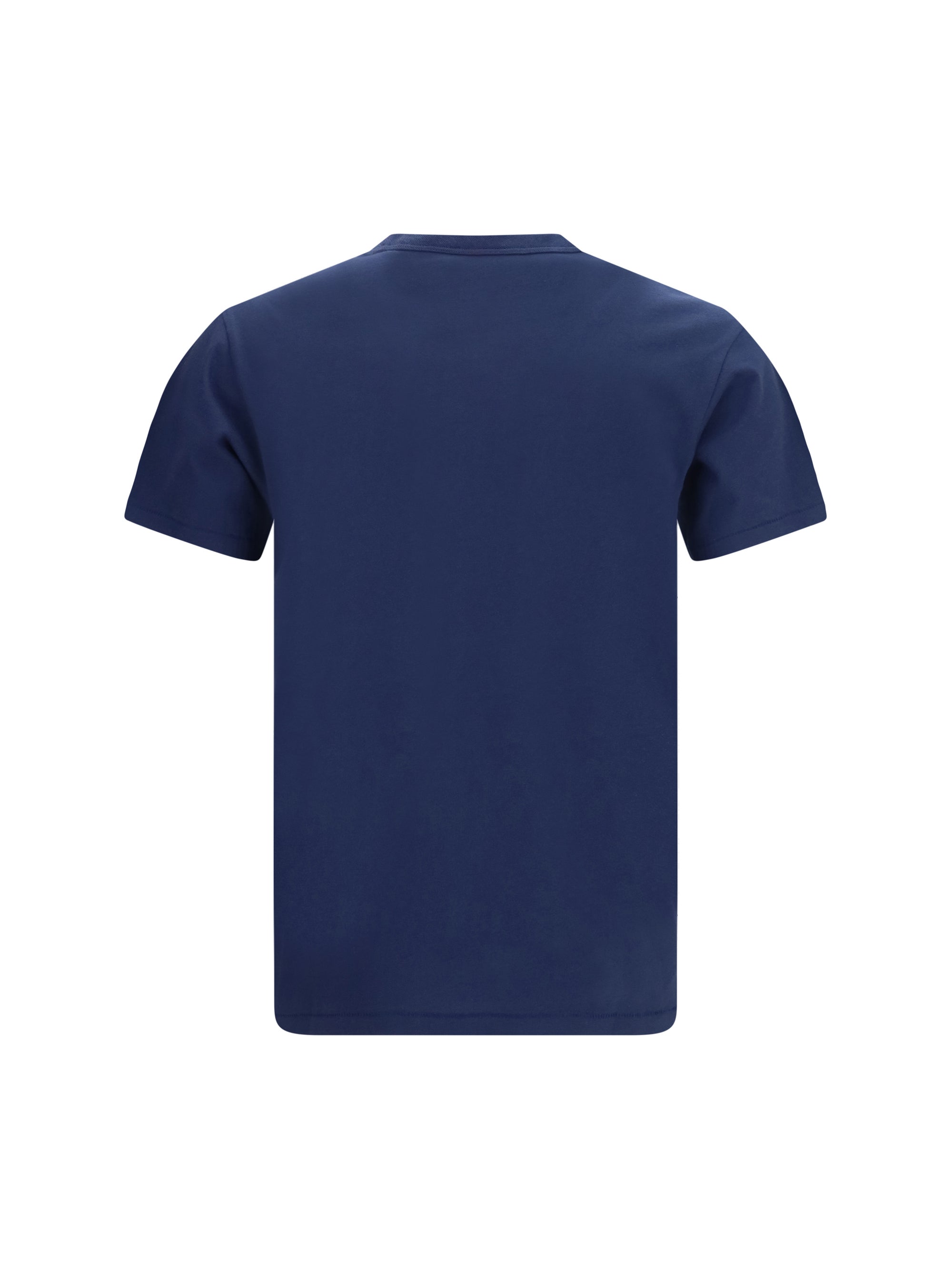 Tulip-Embroidered Cotton T-Shirt — Navy