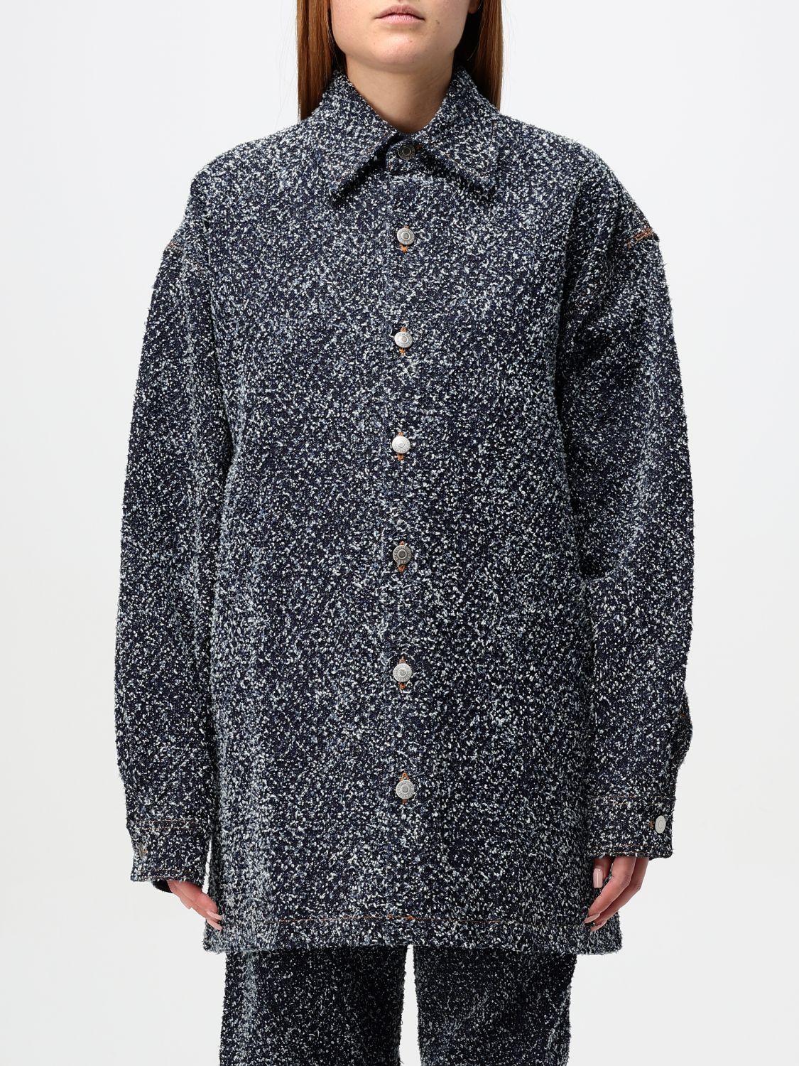 Bouclé-construction oversized coat - Blue