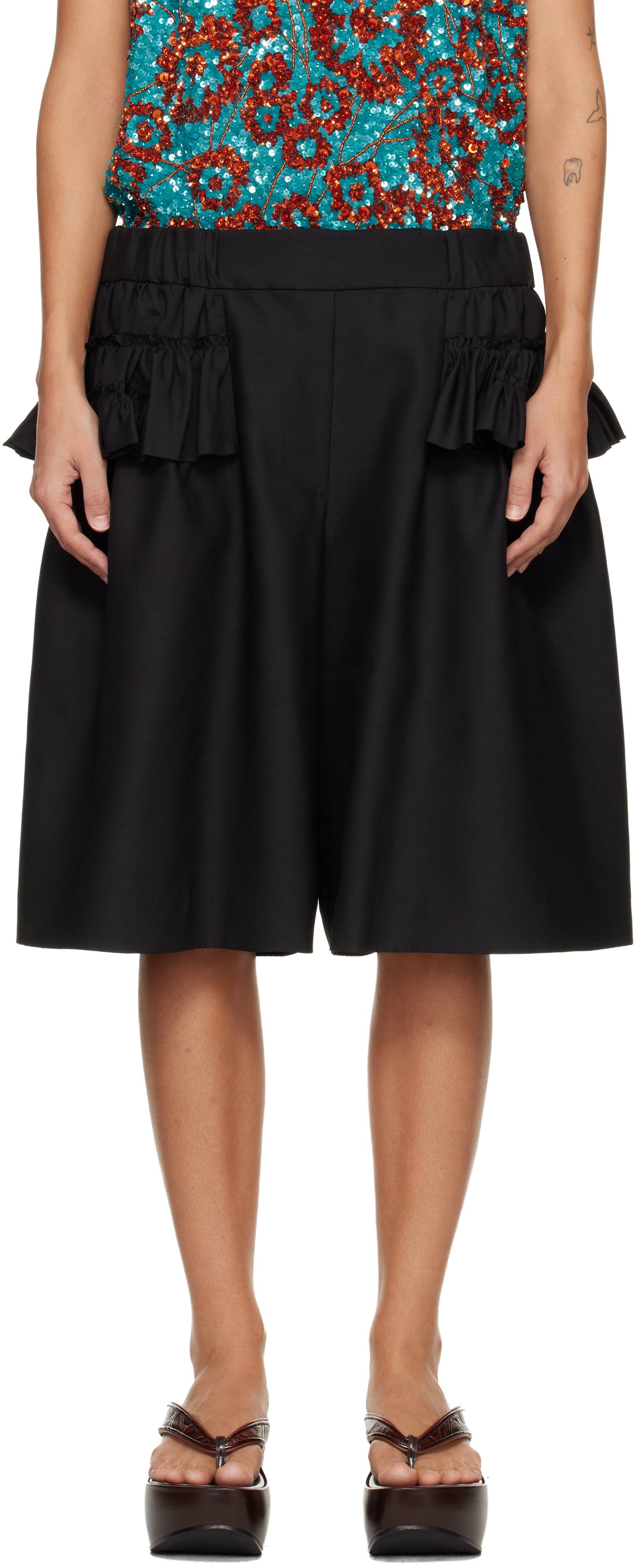 Black Ruffled Shorts