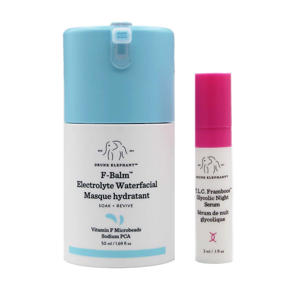 F-Balm Waterfacial Masque + T.L.C. Framboos Glycolic Night Seru