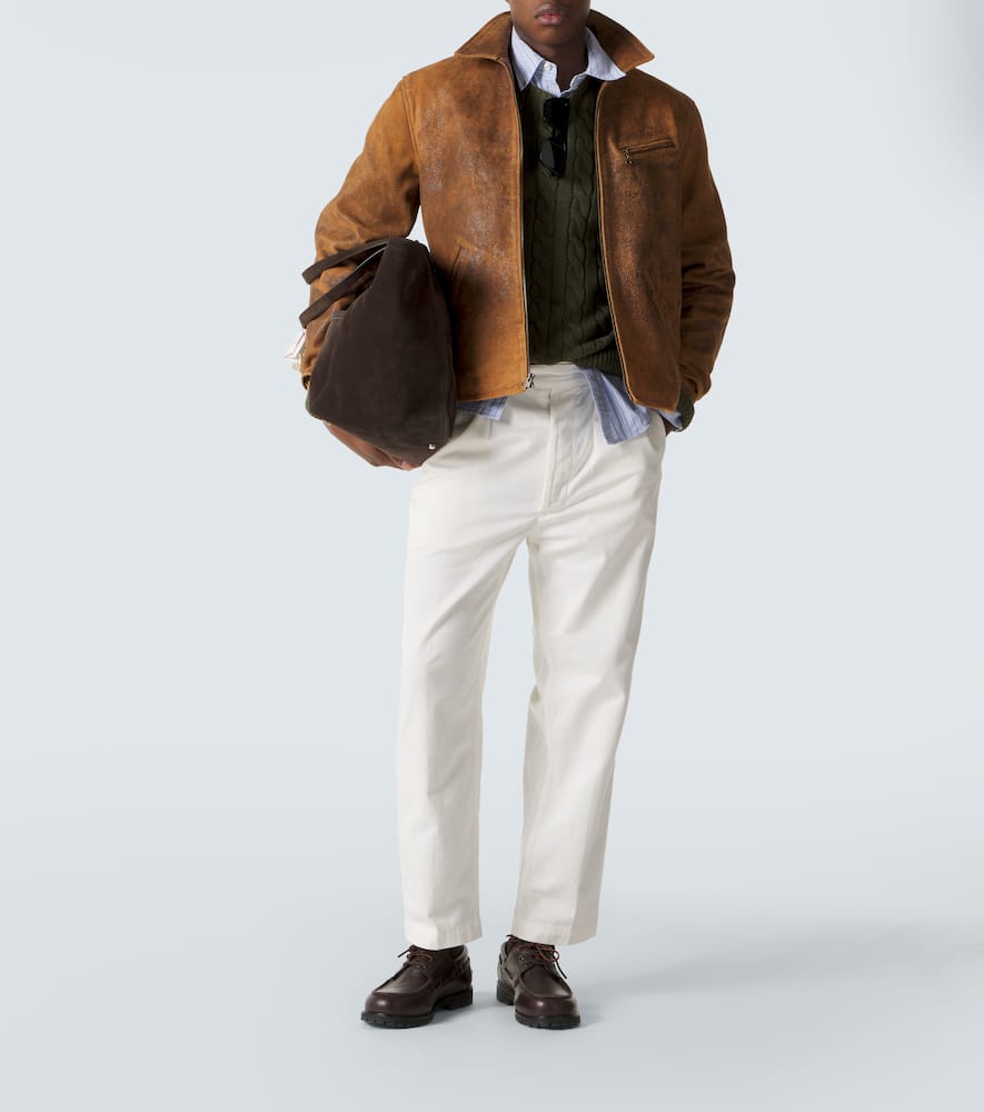 Cotton twill tapered pants