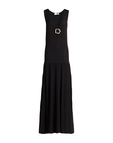 Woman Maxi dress Black Size XL Cotton, Silk
