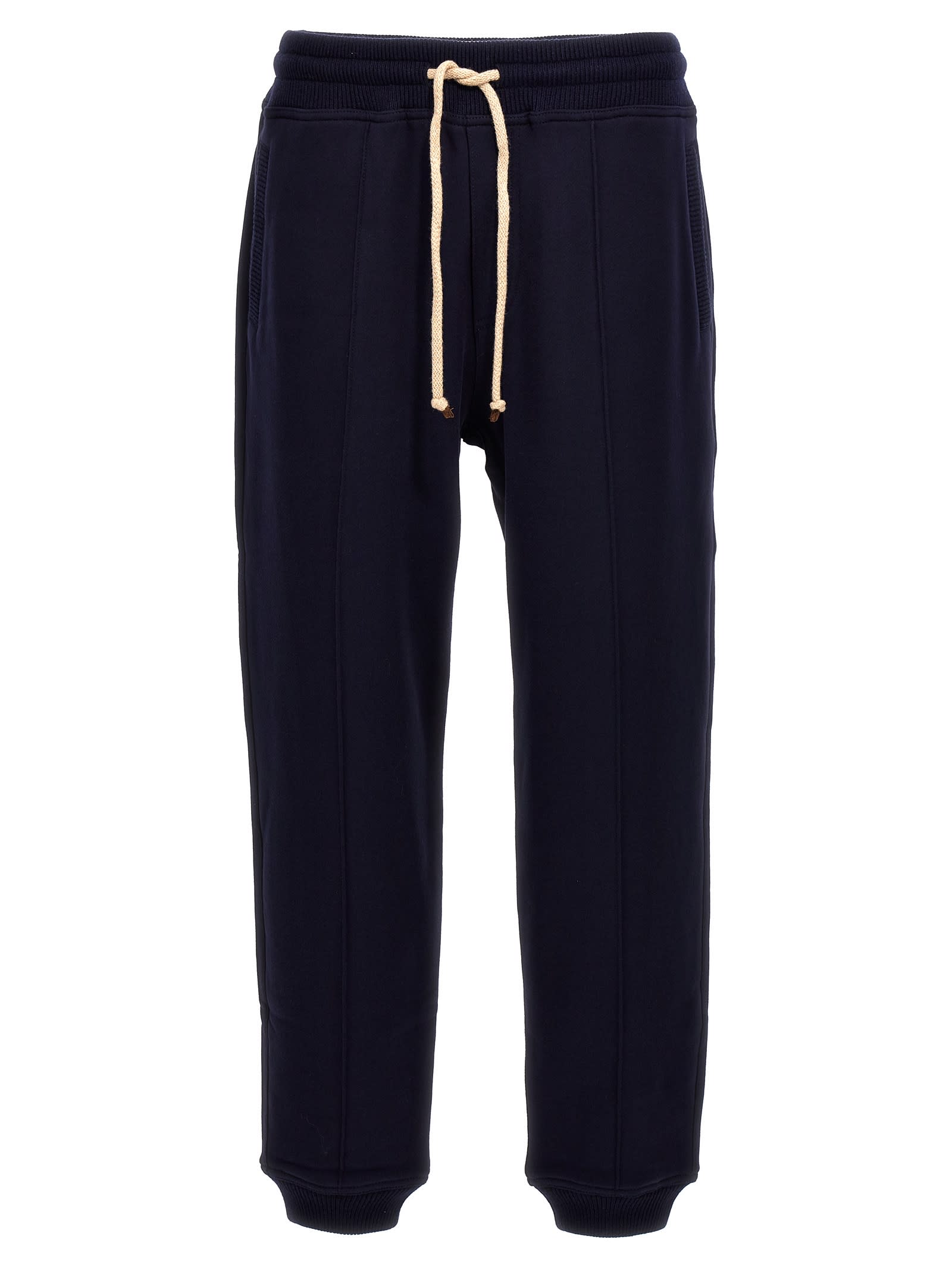 Drawstring cotton track pants - Blue