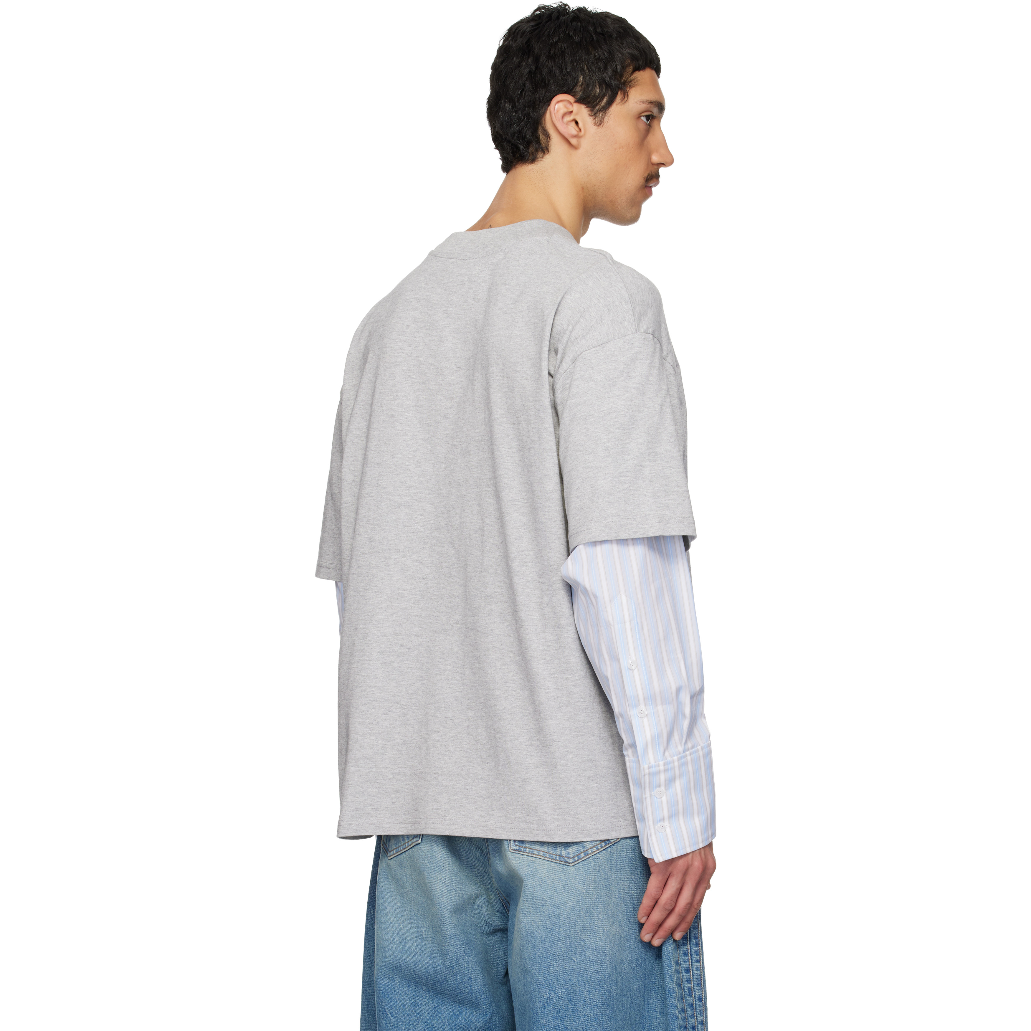 Gray Sculpted Cotton Shirt T-shirt
