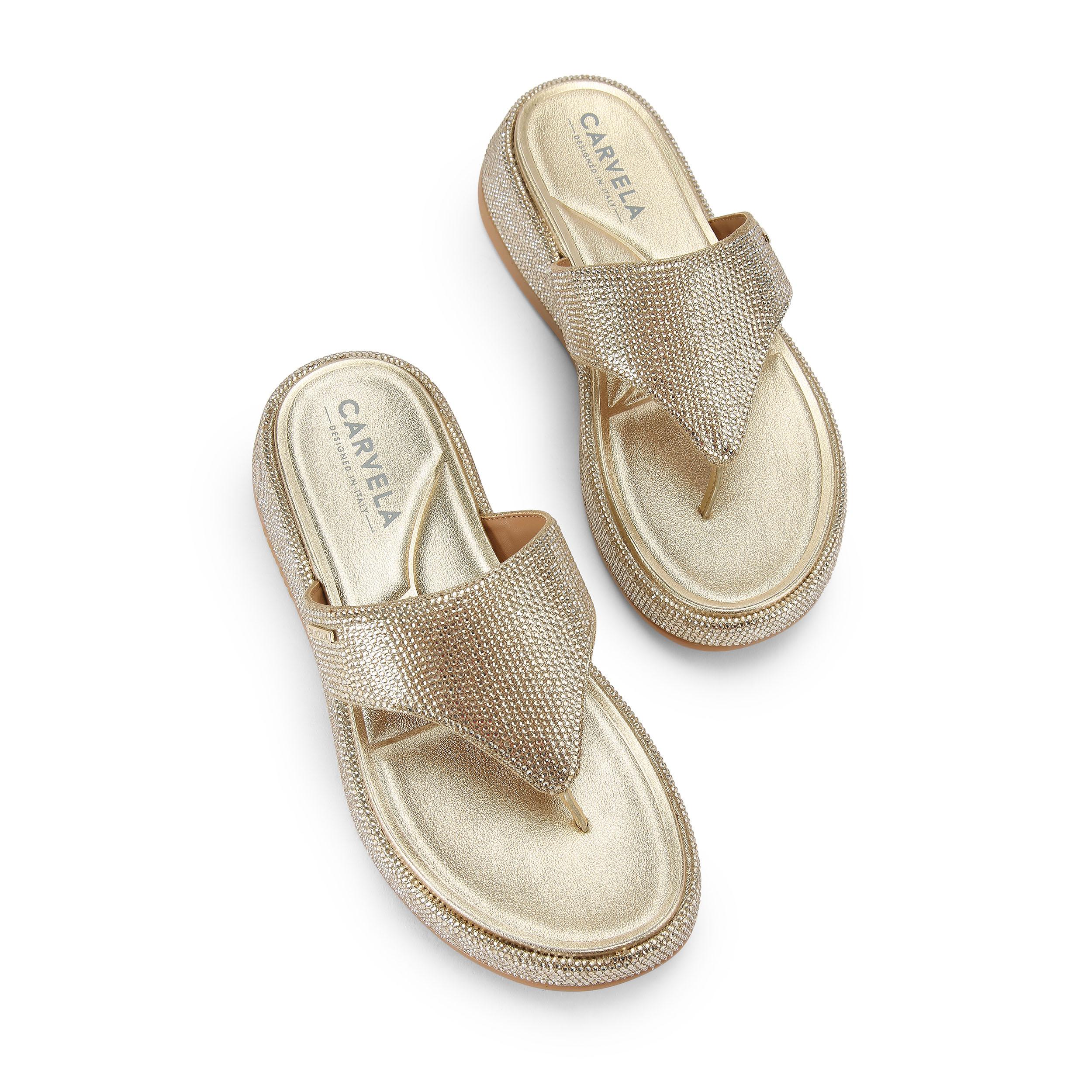 Carvela Womens Dorata Sandal Sandals - Gold Fabric