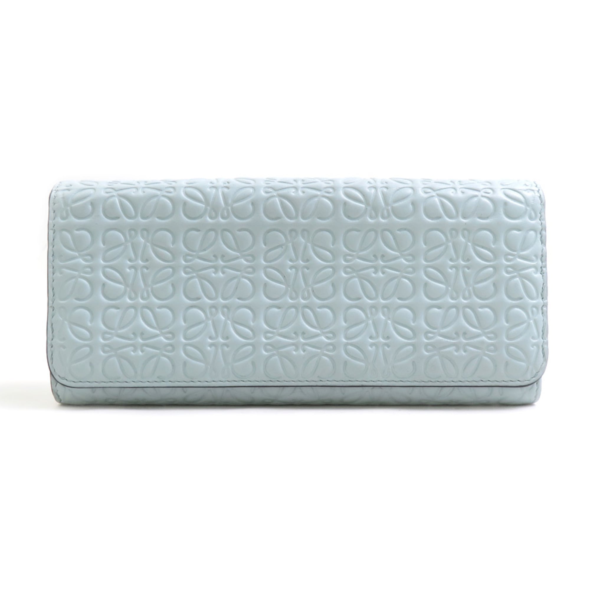Loewe Light Blue Leather Long Wallet Bi-Fold Pre-Owned