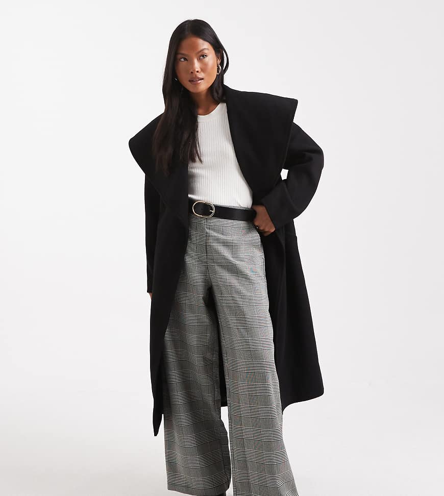 Formal wrap coat in black