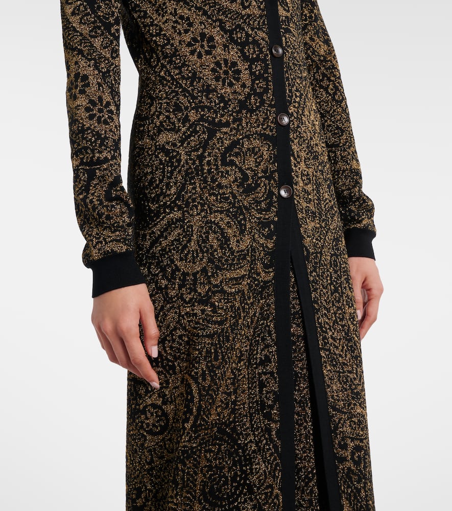 Paisley wool-blend lamé cardigan