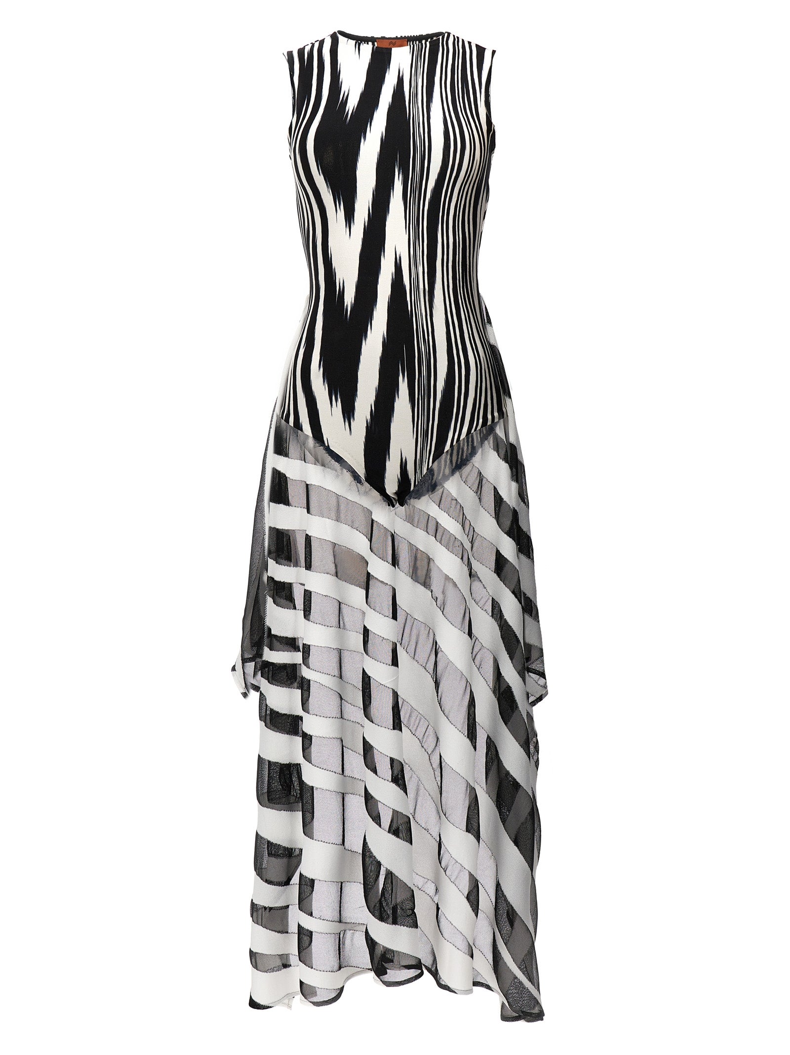 Patterned Viscose Bodysuit — Black