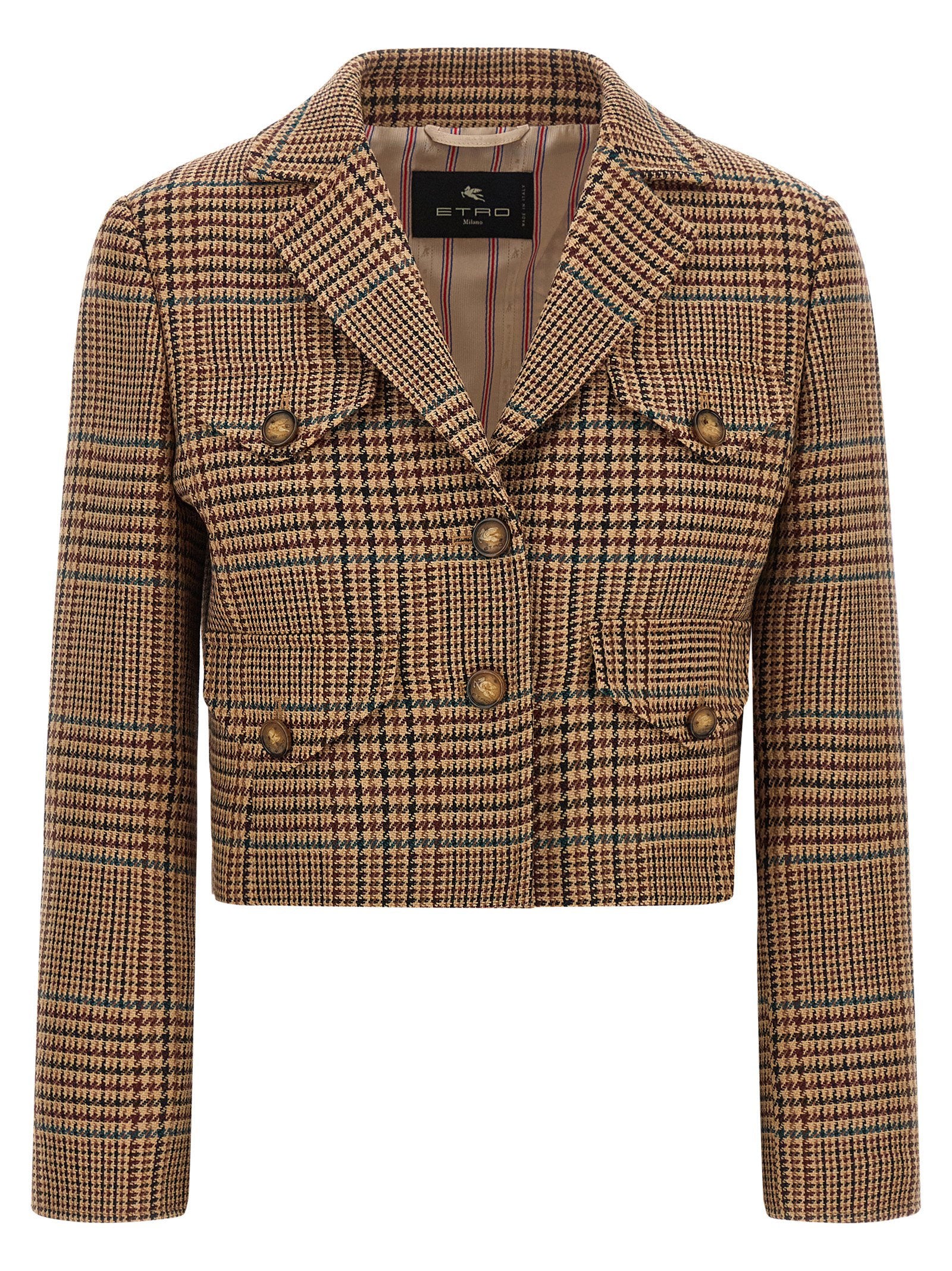 Prince of Wales Wool Blazer — Tan