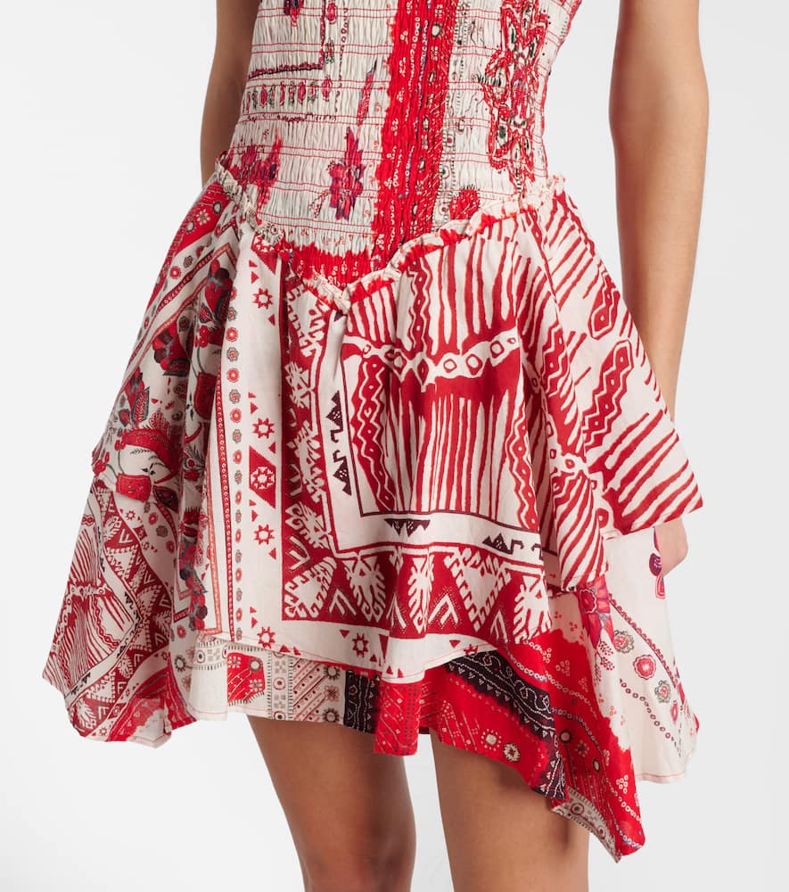 Anka shirred printed cotton minidress