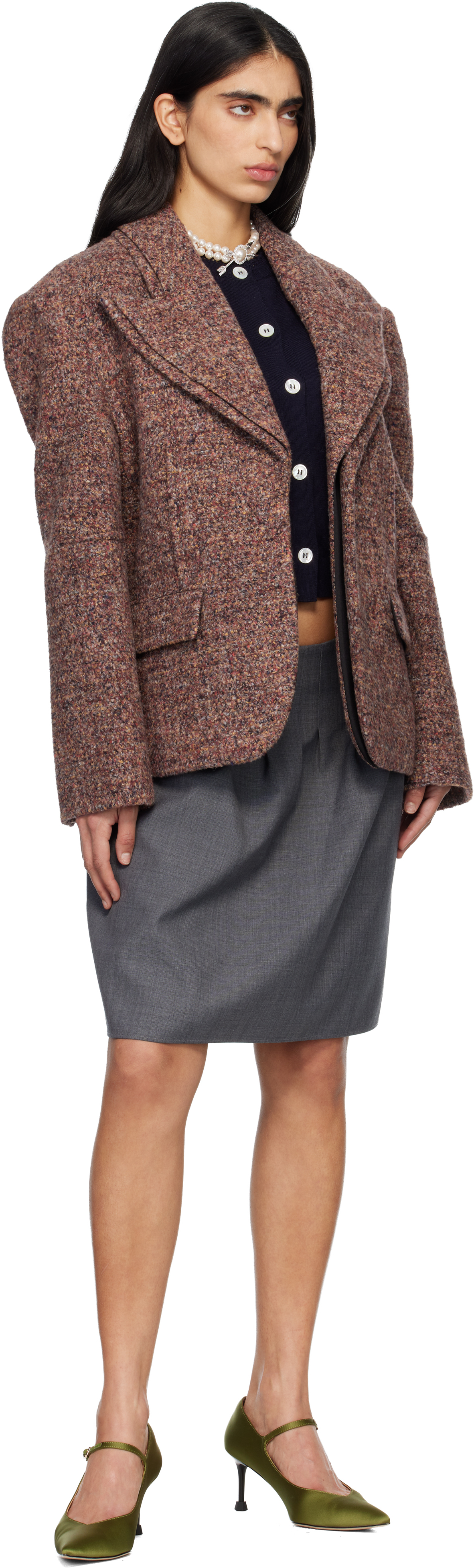 Multicolor Peak Lapel Oversized Blazer