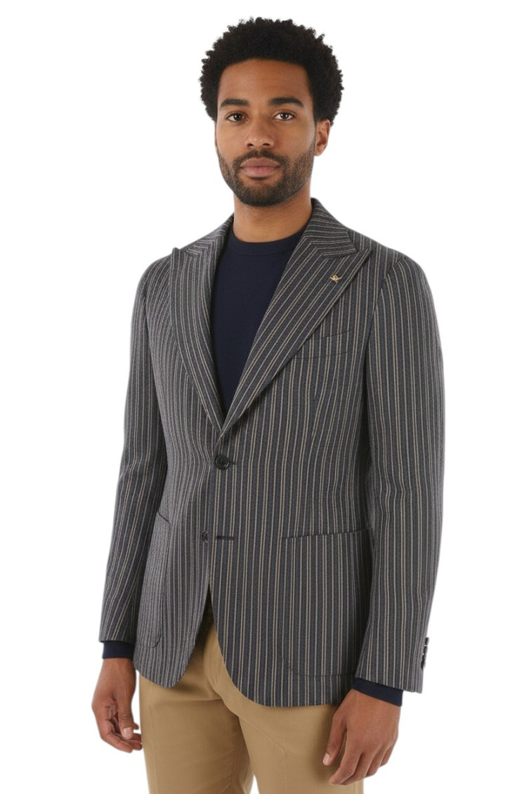 Blue Peaked Lapel Blazer