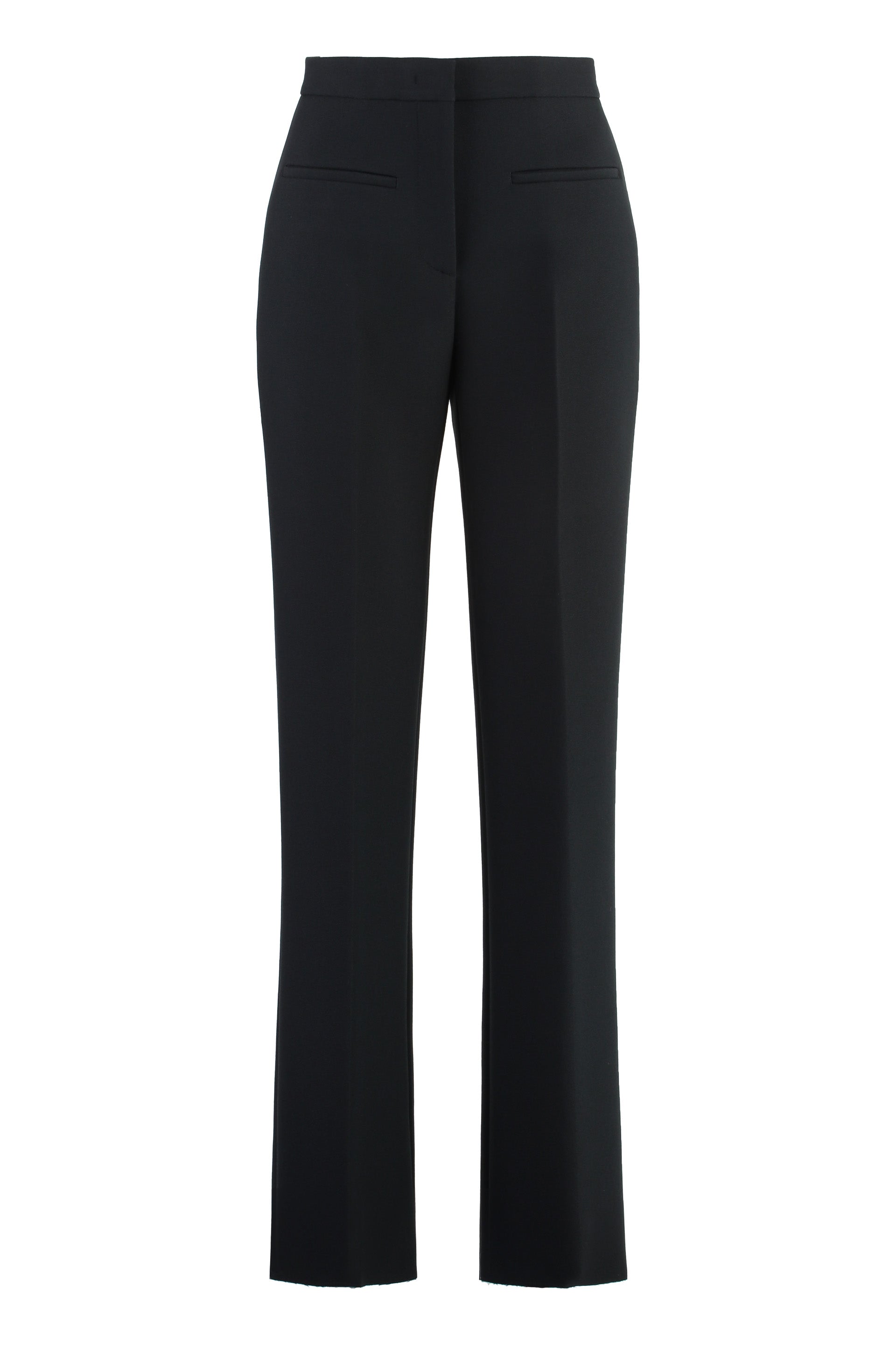 Crêpe Flared Trousers — Black
