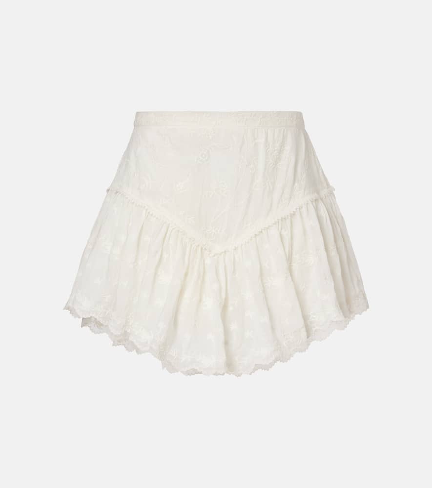 Zoelia embroidered cotton and silk shorts