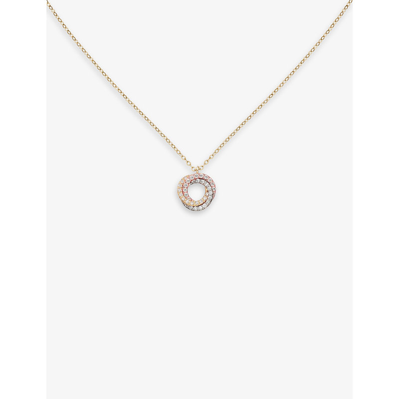 Womens Gold Trinity de 18ct White, Rose, Yellow-gold and 0.11ct Brilliant-cut Diamond Pendant Necklace 36-40CM