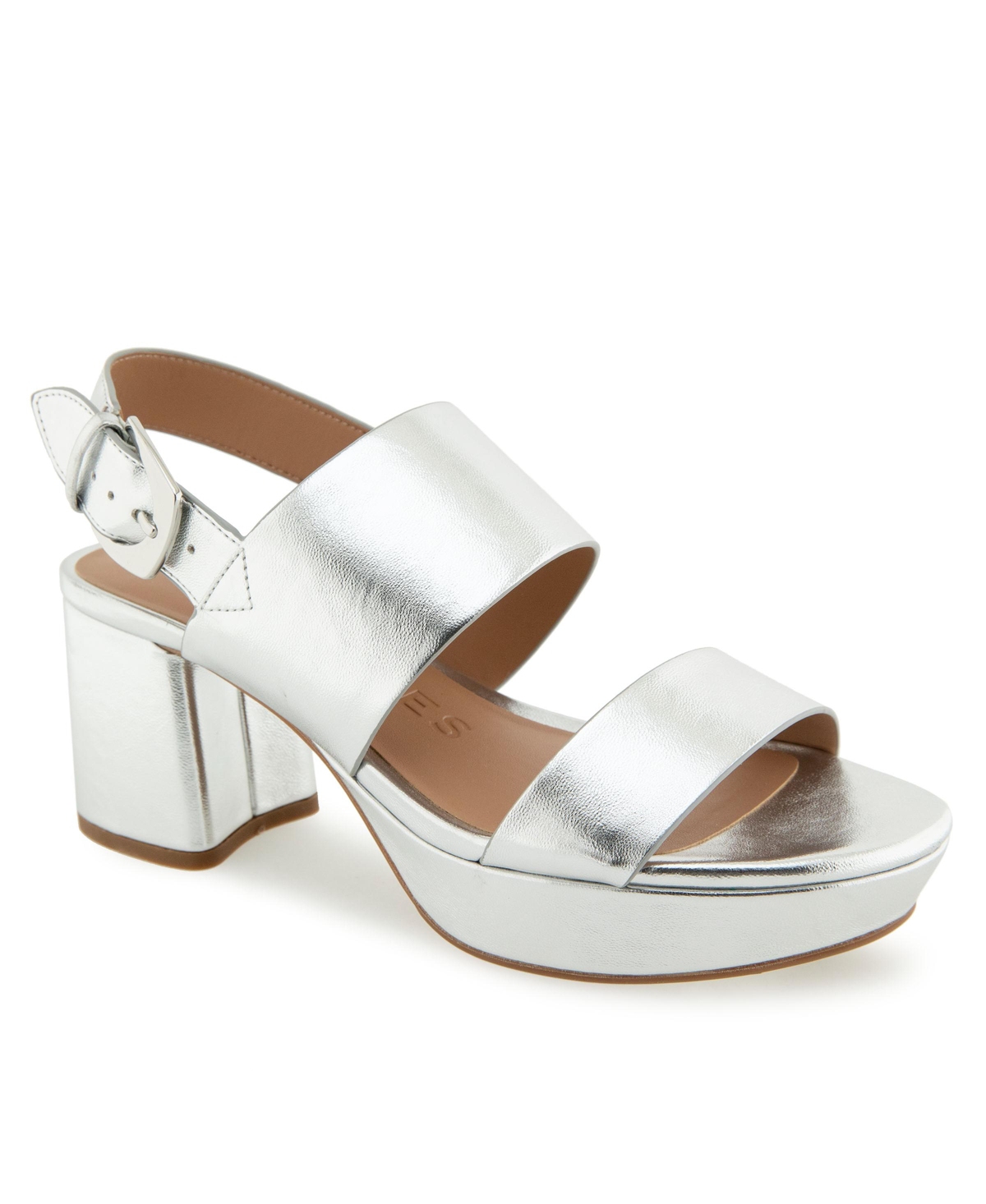 Women's Camilia Round Toe Platform Sandals - Silver Metallic Faux Leather