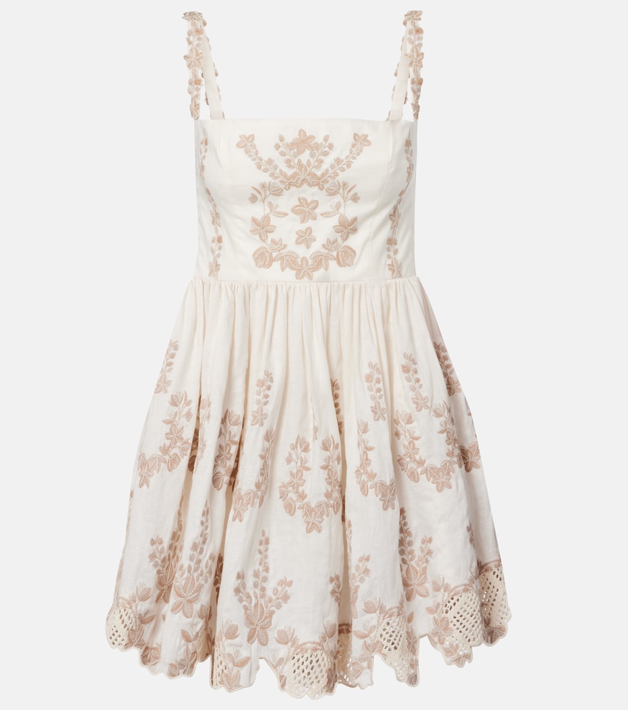 Mielero embroidered linen minidress