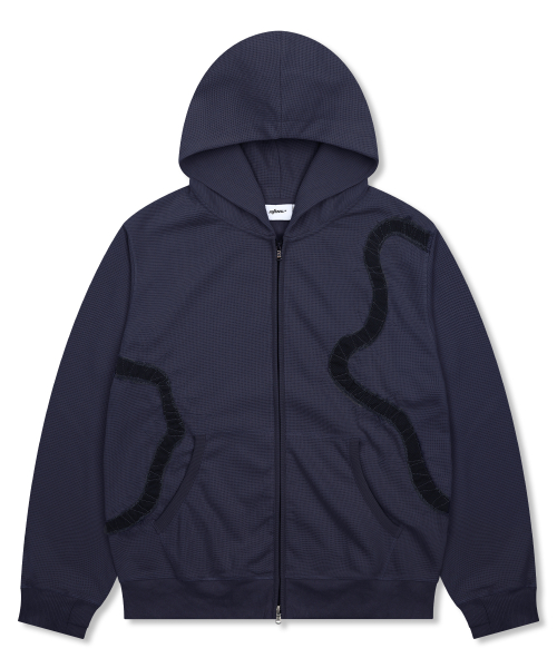 XTT151 Flow Applique Waffle Hoodie Zip-Up