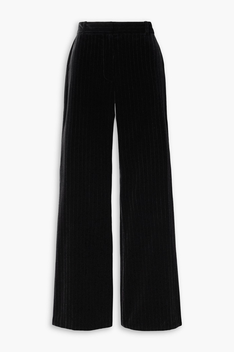 Effy pinstriped cotton-velvet wide-leg pants - Black - US 0