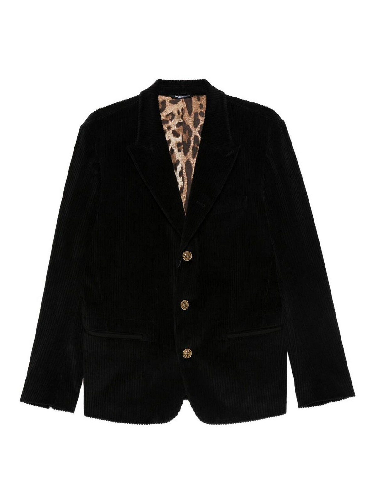 Black Ribbed Single-Breasted Blazer