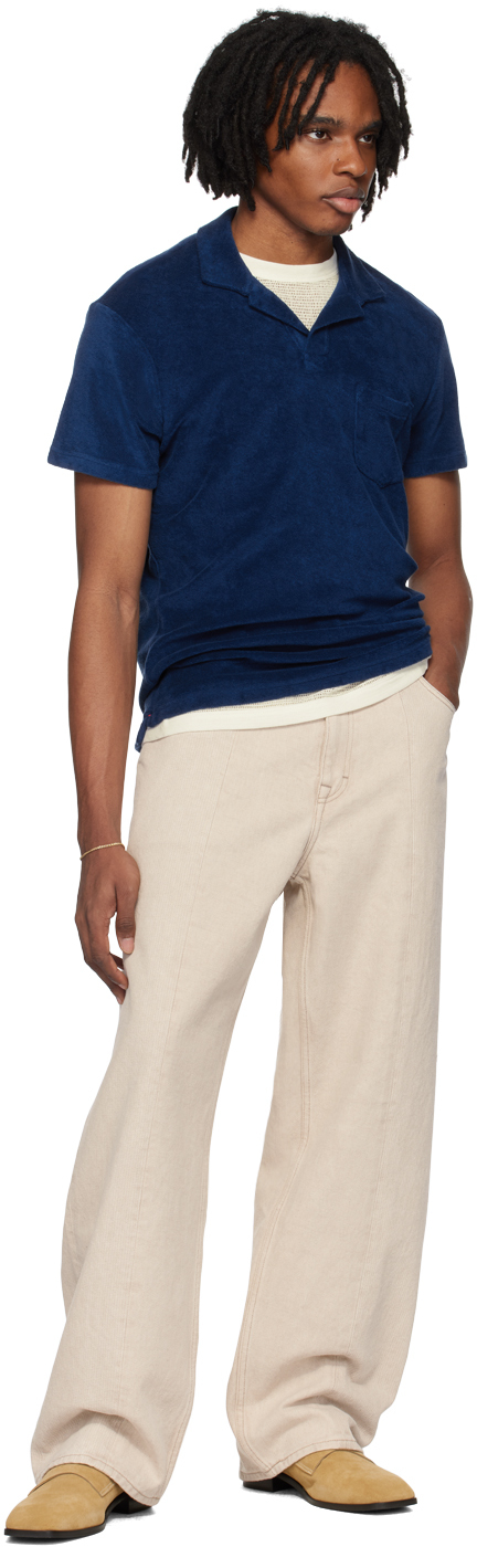 Orlebar Brown Navy Open Placket Polo