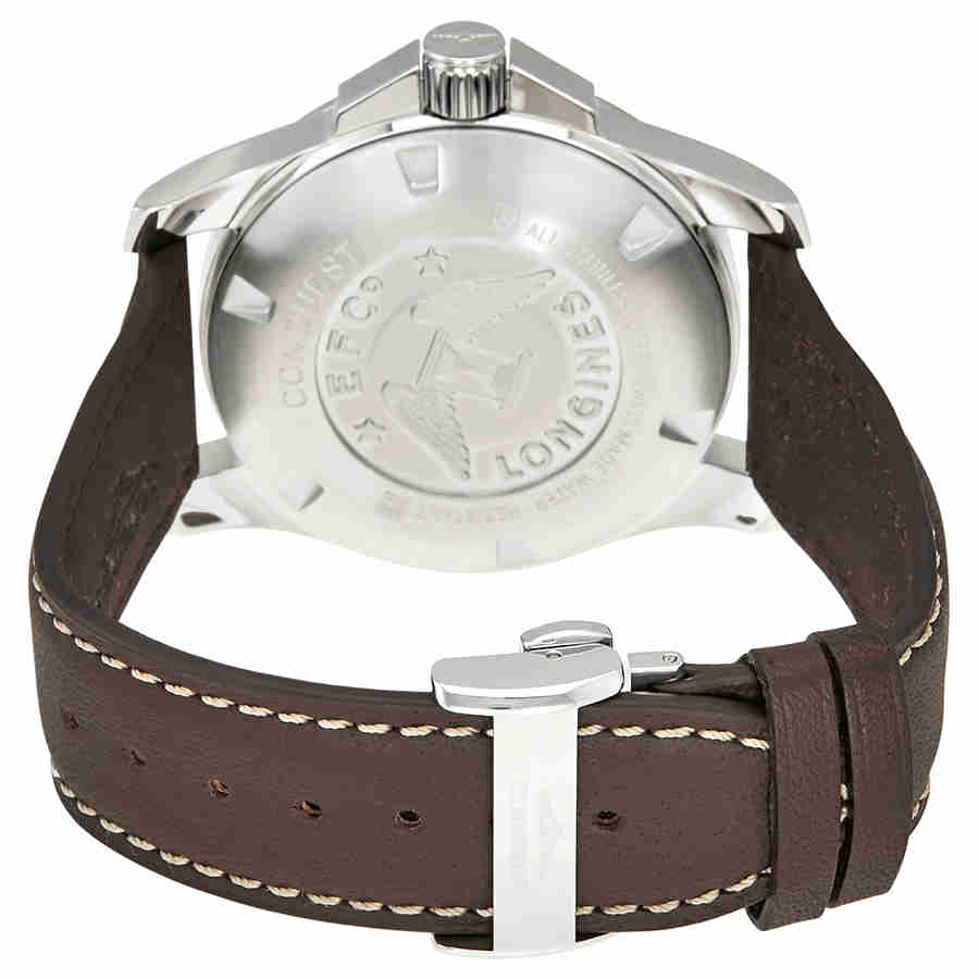 Conquest Silver Dial Brown Leather Mens 43mm Watch L37604765