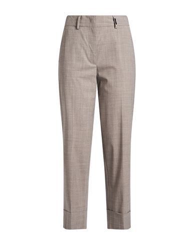 Woman Pants Taupe Size 10 Virgin Wool, Elastane