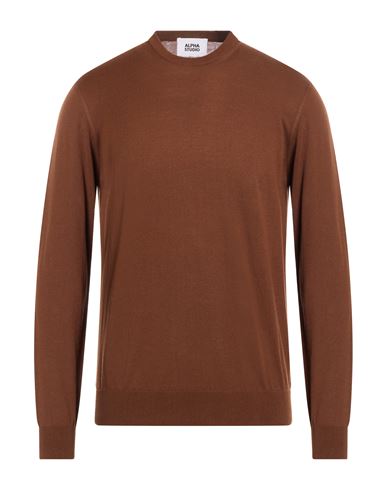 Man Sweater Brown Size 40 Cotton