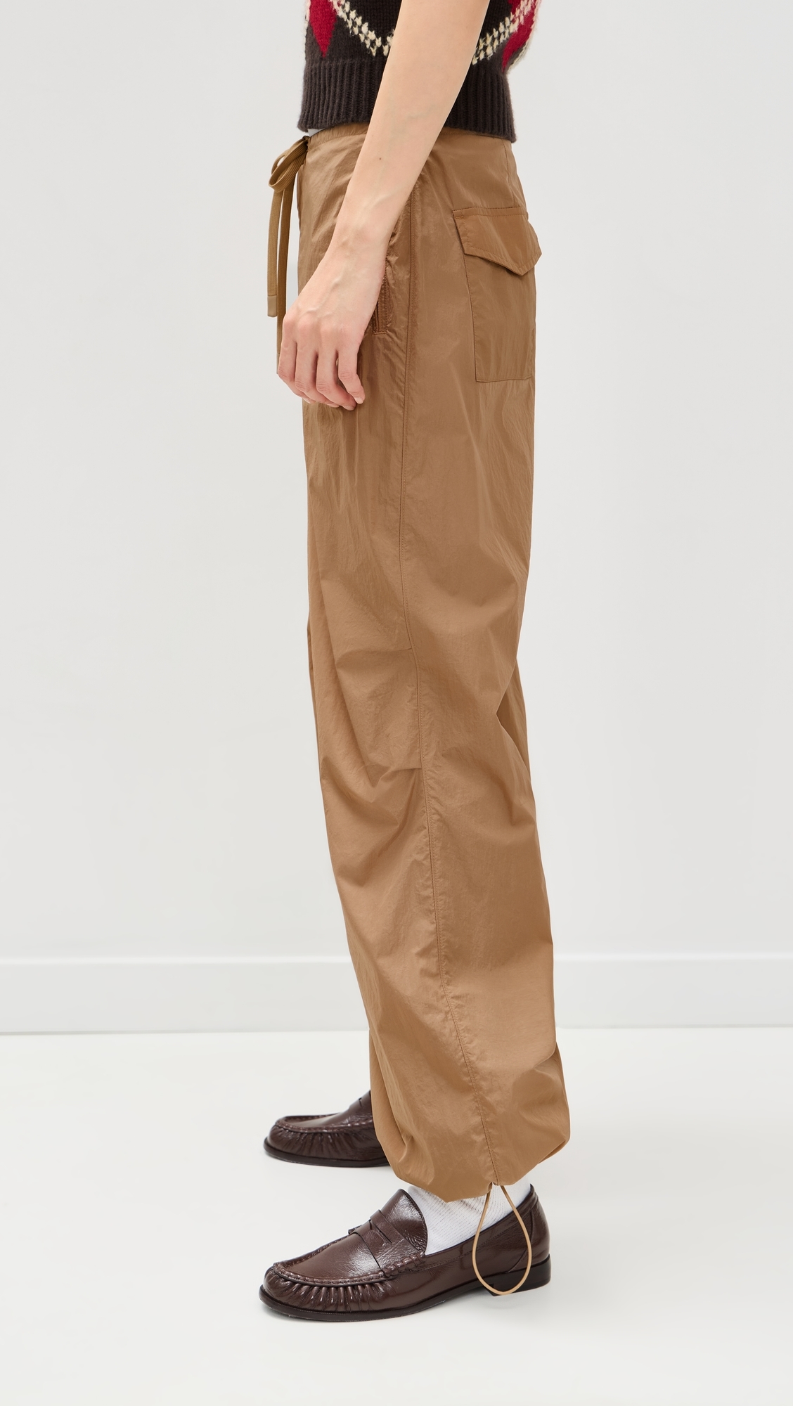Eco Nylon Taffeta Woven Standard Pants Cafe Tan
