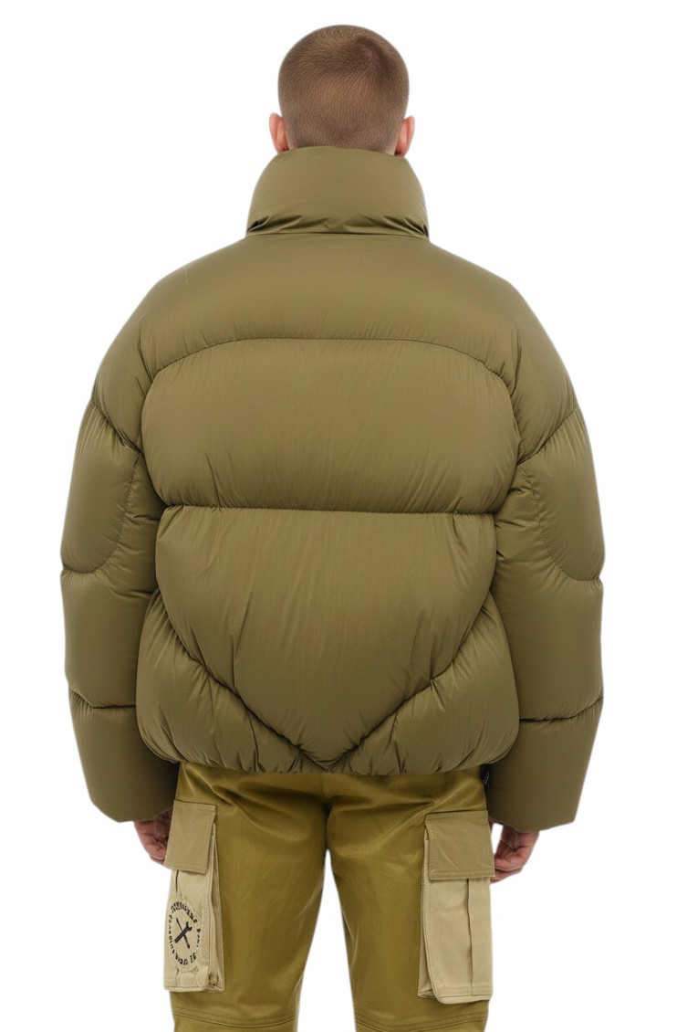 Green Quilted Turtle Neck Jacket