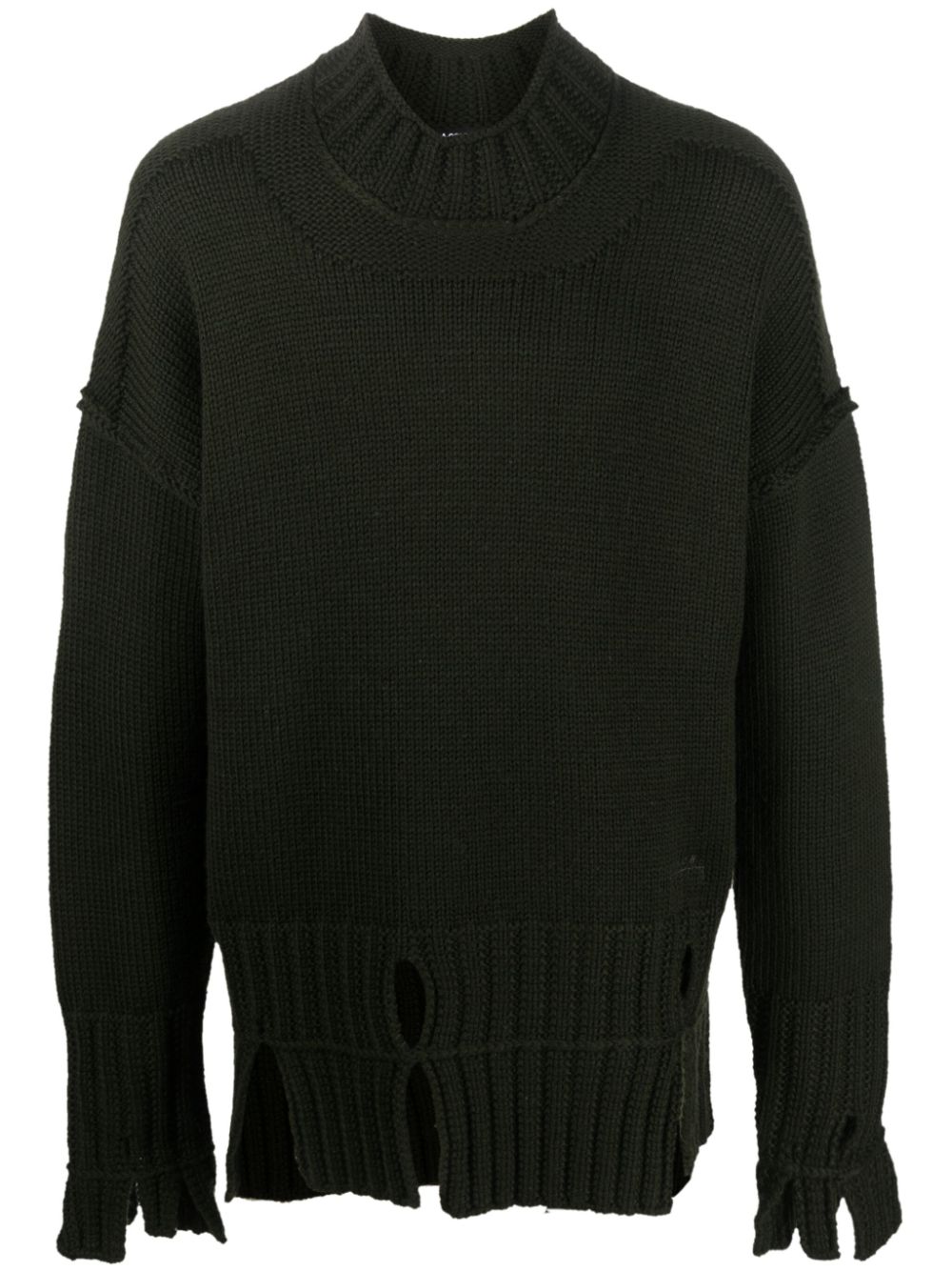 Distressed wool jumper - Green
