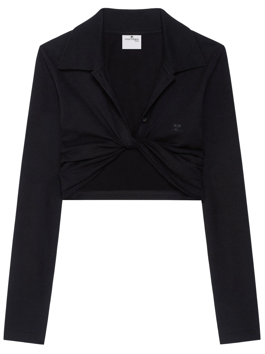 Black V-Neck Twist Detailing Crop Top