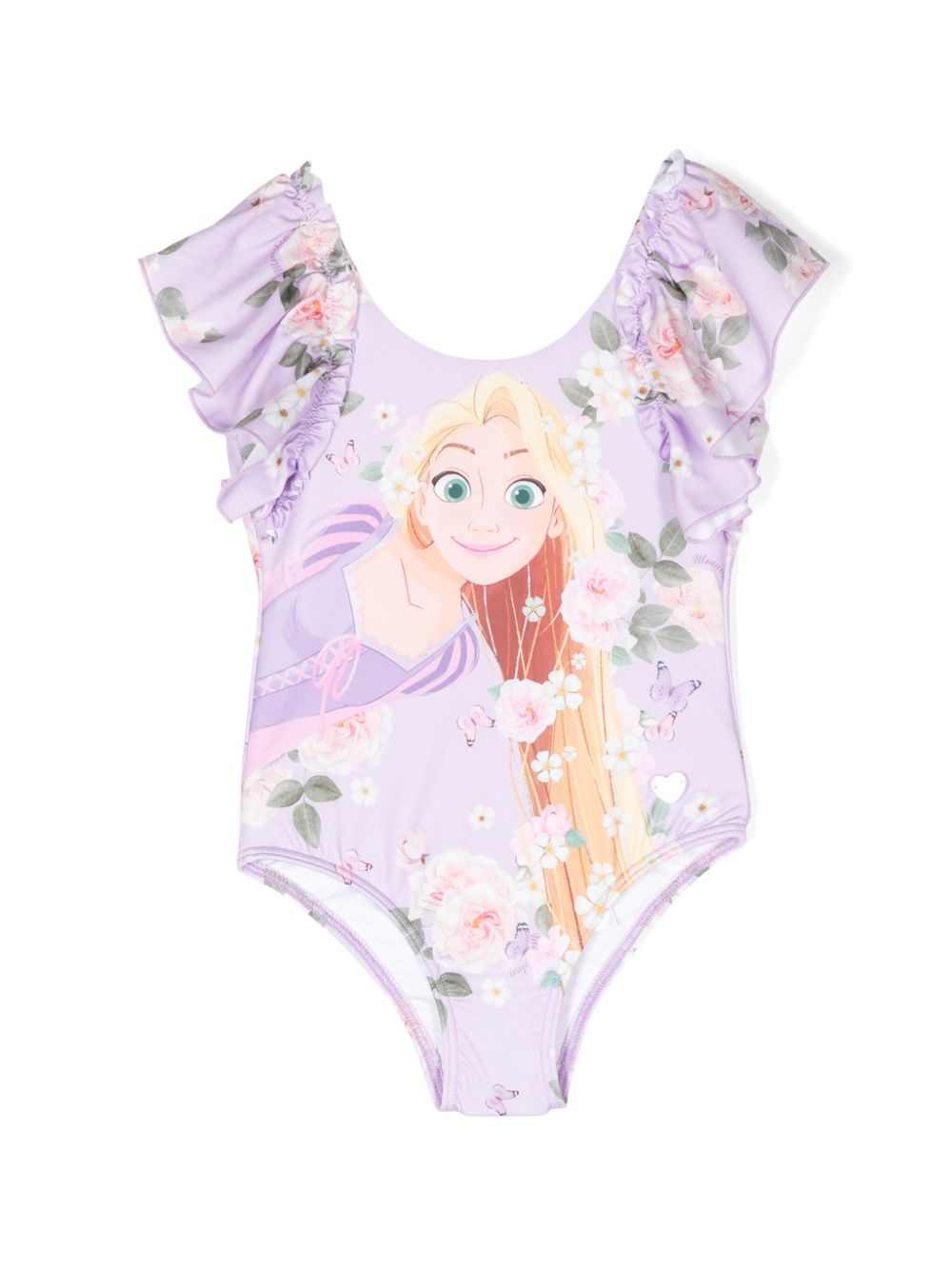 Tangled floral-print swimsuit - Purple