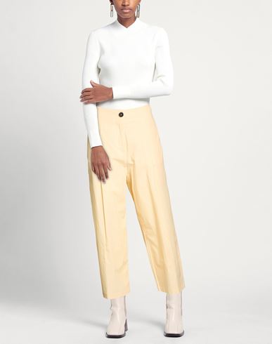 Woman Pants Pastel yellow Size 1 Cotton