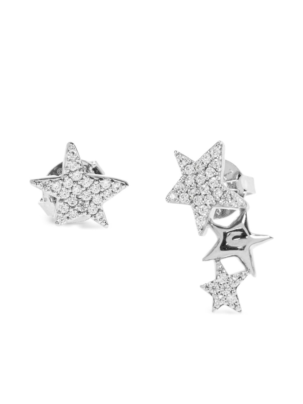 Star-shaped crystal-embellished earrings - Silver